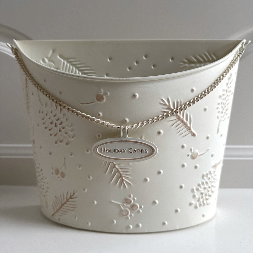 Hallmark Metal Tin Holiday Card Holder Pine Cones